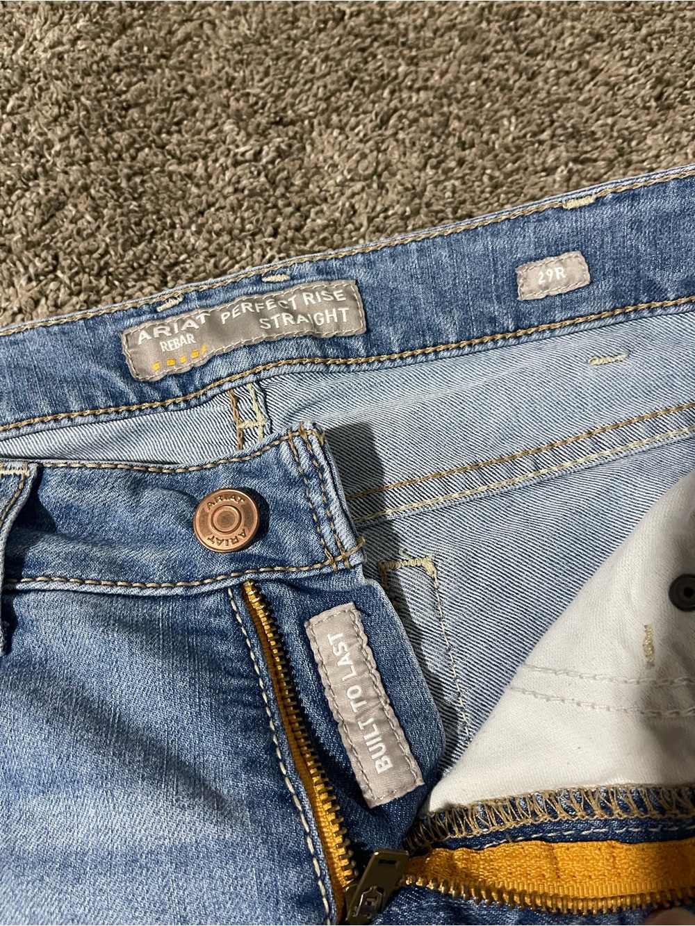 Ariat Built to Last High-Rise Straight Jeans - Light Blue Denim